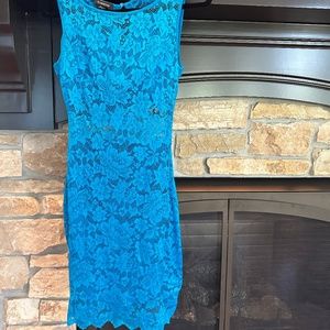 BeBe  Blue mini lace dress sleeveless Size Small